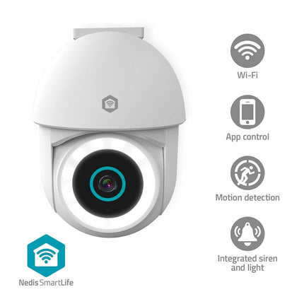 Nedis Nedis SmartLife PT styrbar utomhuskamera med WiFi och spotlight (fullfärg), fast strömförsörjning
