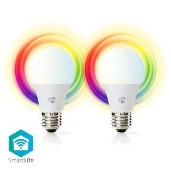 Nedis Nedis Wi-Fi smart LED-lampen | Full-Colour en Warm-Wit | E27 | 2-Pack