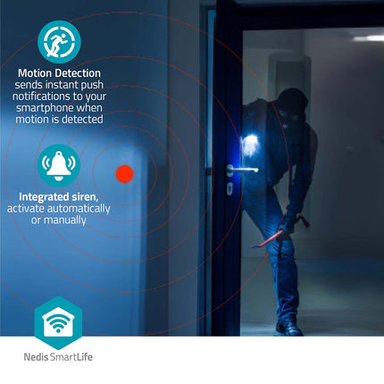 Nedis Wi-Fi Smart IP-Camera HD Pan Tilt Functie