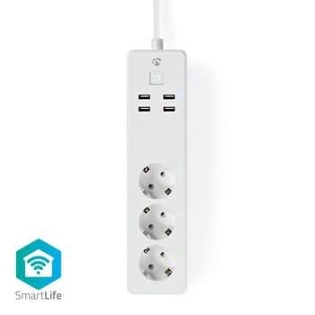 Nedis Wi-Fi Smart Stekkerdoos | 3x Schuko Type F | 4x USB | 16 A