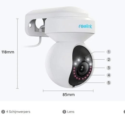Reolink Reolink E540, 5MP PTZ Dual-Band WiFi camera with scare light