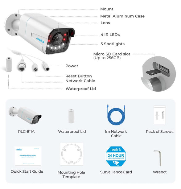 Reolink Reolink P430 Zwart, 8Mp/4K slimme detectie Spotlight 5x Zoom PoE 2 weg audio