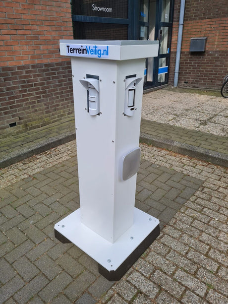 TerreinVeilig Bewakingszuil wit incl. Ajax systeem | Zonnepaneel | Oplader | Accu