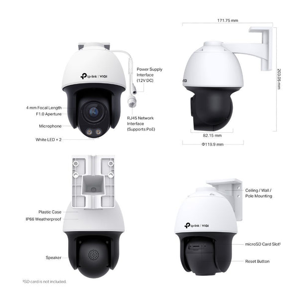 TP-Link TP-Link VIGI C540S - 4MP Outdoor ColorPro Pan Tilt Camera