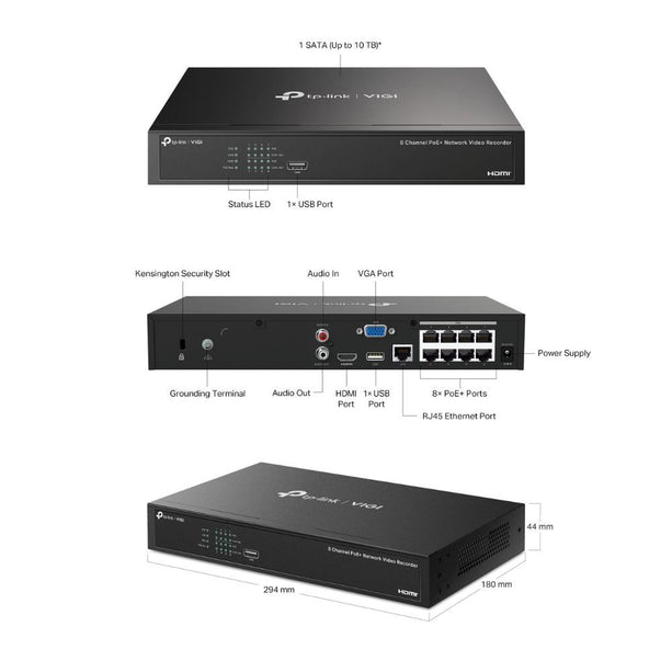 TP-Link TP-Link VIGI NVR1008H-8MP - 8 Kanaals PoE+ NVR