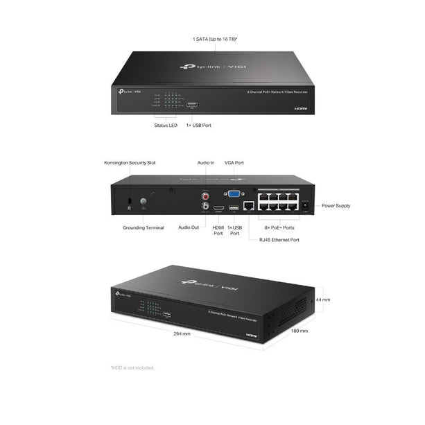 TP-Link TP-Link VIGI NVR1008H-8P - 8 Kanaals PoE NVR