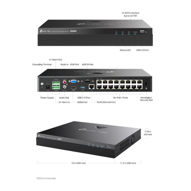 TP-Link TP-Link VIGI NVR2016H-16P - 16 Kanaals PoE+ NVR