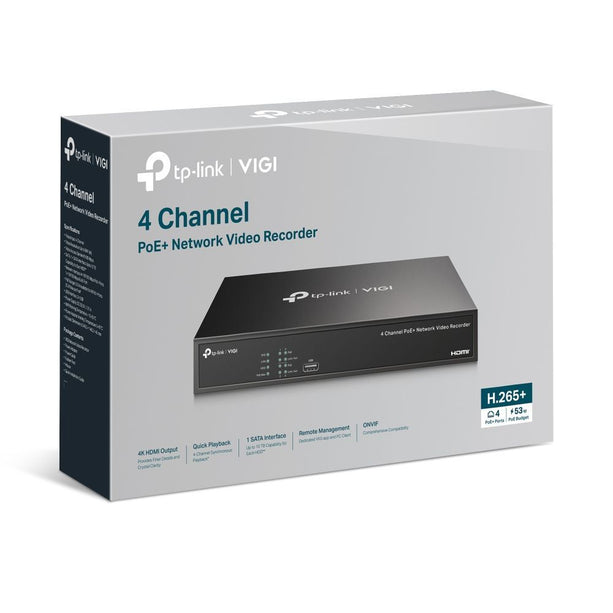 TP-Link VIGI NVR1004H-4P-2TB - 4 Channel PoE NVR with 2TB HDD
