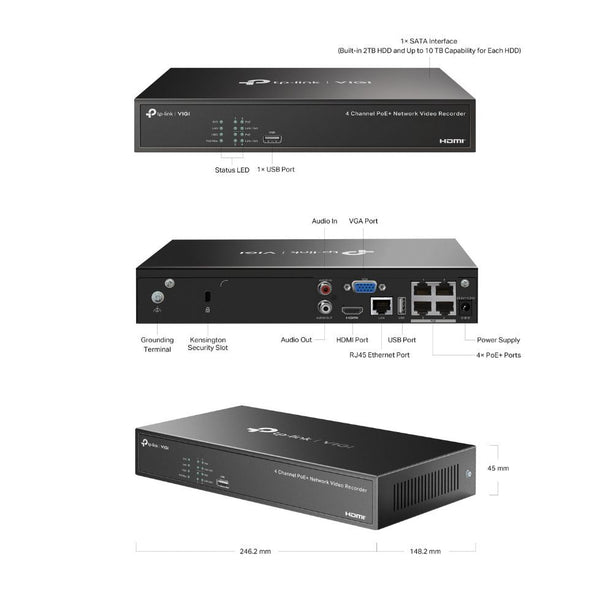 TP-Link VIGI NVR1004H-4P - 4 Channel PoE NVR