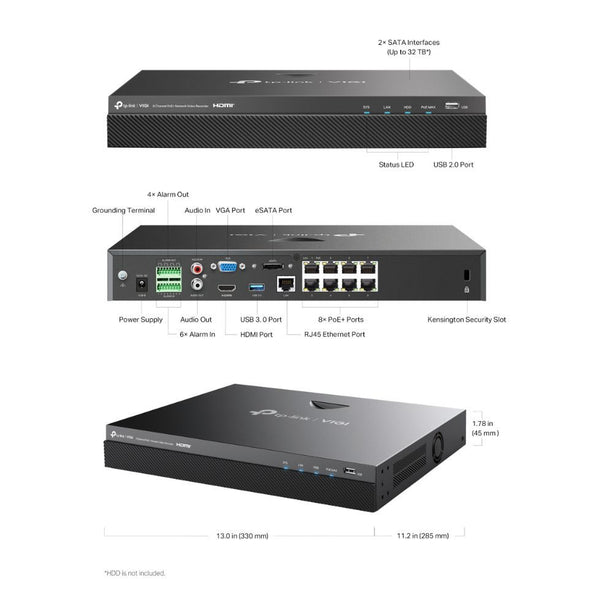 TP-Link VIGI NVR2008H-8MP - 8 Channel PoE+ NVR